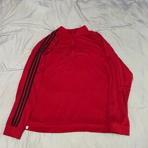 adidas Red Zip-Up Sweater with Black Stripes